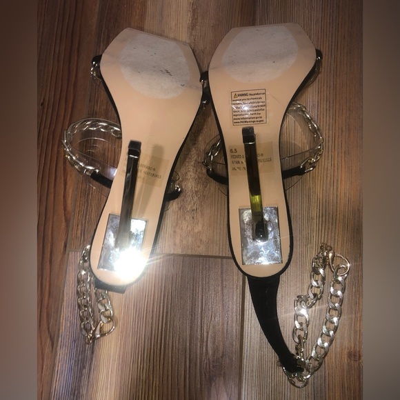 FASHION NOVA Los Ángeles Date Night Heels Size 6.5 Women’s Gold Chain. - Picture 7 of 10